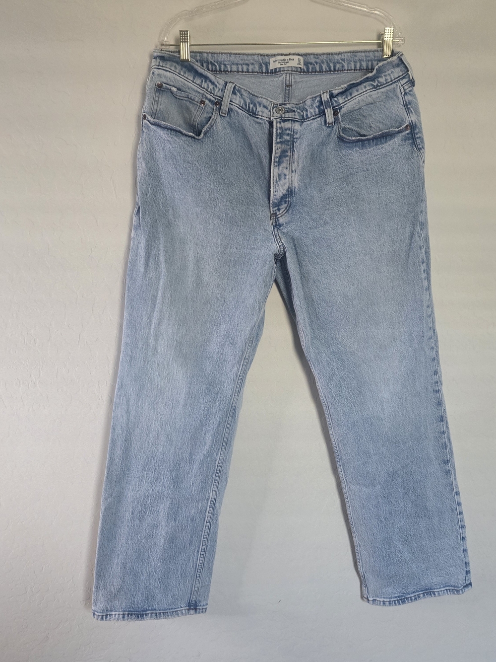 ​Abercrombie & Fitch Womens Light Wash 90s Baggy Low Rise Denim Jeans 33 / 16R Y